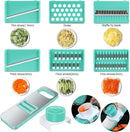 Vegetable Slicer - 8-Piece - Vegetable Chopper - Kitchen Slicer - All-purpose Slicer - Onion Slicer - Grater - Plastic - Manual - Easy to Clean - Effective - Time-Saving - Simple - Multifunctional - Blue
