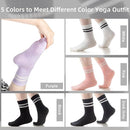 5 pairs - Socks - Women's high Pilates non-slip socks - Yoga Pilates Socks with Grip - Non-slip Cotton Socks - Yoga Socks - Non-slip ankle socks - for Ballet, Dance, Workouts - Black, White, Grey, Pink and Purple