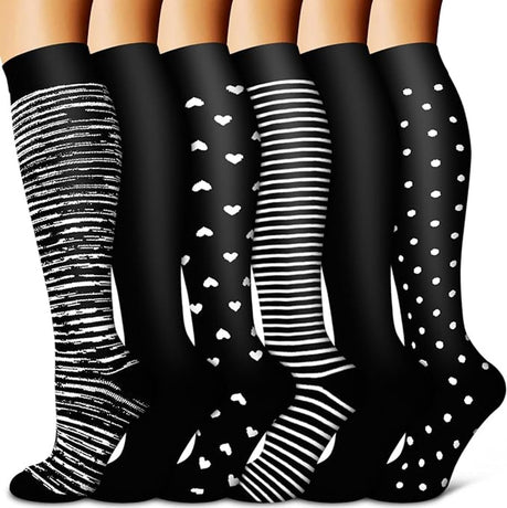 pairs - Compression socks - Sports socks - Running socks - Support socks - Knee socks - High-fly socks - Unisex - Circulation support and sports - For running, traveling, cycling and pregnancy - 36 cm - Size 36-40 - S/M - Black