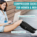 pairs - Compression socks - Sports socks - Running socks - Support socks - Knee socks - High-fly socks - Unisex - Circulation support and sports - For running, traveling, cycling and pregnancy - 36 cm - Size 36-40 - S/M - Black