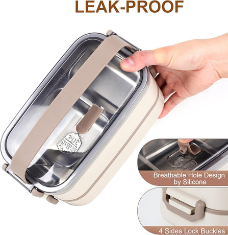 Lunch Box - Adult Lunch Box - Lunch Box - Stainless Steel Lunch Box - lunch boxes - Bento Box - Double-Layer Lunch Box - Stainless Steel Lunch Box for Children & Adults - Stainless Steel Lunch Box With Spoon and Fork - Leakproof Lunch Box - BPA-Free