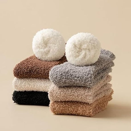 7 Pair - socks - women's socks - Warm Fuzzy Fleece Socks - Women's House Socks - Warm Winter Socks - Fluffy Socks - Sleep Socks - House Socks - Stockings - keep warm - coral fleece - Plush and comfortable - thick plush socks - center tube socks