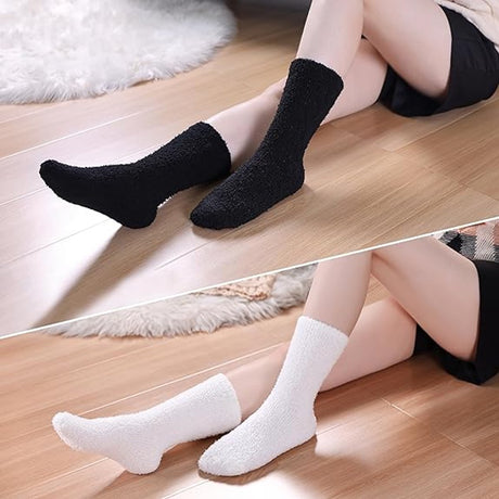 socks - 5 Pairs - Warm Fuzzy Fleece Socks - Women's House Socks - Warm Winter Socks - Fluffy Socks - Sleep Socks - House Socks - Stockings - keep warm - coral fleece - Plush and comfortable - thick plush socks - center tube socks