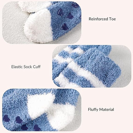 5 Pairs - socks - Non-slip socks - Warm Fuzzy Fleece Socks - Women's House Socks - Warm Winter Socks - Fluffy Socks - Sleep Socks - House Socks - Stockings - keep warm - coral fleece - Plush and comfortable - thick plush socks - Unisex