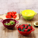 4 pieces - Vegetable laundry basket - Kitchen colander - plastic berry strainer - plastic colanders with handle - with double handles - small colander strainer - for fruit, vegetables and food - kitchen accessories - green, purple, red, yellow - 19*14.8*7