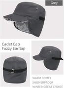 Beanie - Winter hat - Men's winter hat - Winter ear flap hat - with visor - with ear flaps - Ski hat - Cold weather - Trapper hat - Ear warmers Water-repellent outdoor hat - Winter - for outdoor sports, skiing, cycling, hiking, running - grey