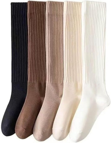 5 pairs - Knee socks - Sports socks - Women's socks - Ski socks - Fitness wear - Socks - Calf socks - Casual socks - Compression socks - House socks - cute long style - for sportswear and leisure wear in autumn and winter