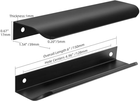 10 pieces - 150*40*17.5 mm - Cabinet handles - Drawer handles - Concealed handle - Aluminum alloy handle - kitchen cabinet handles - furniture accessories - hardware - black