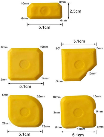 5 pieces - Seam tools - Silicone seam tools - Silicone sealant tool - Silicone tool set - Caulking spatula set - silicone joint spatula - joint removers - caulking tool - for smoothing silicone and acrylic joints - yellow