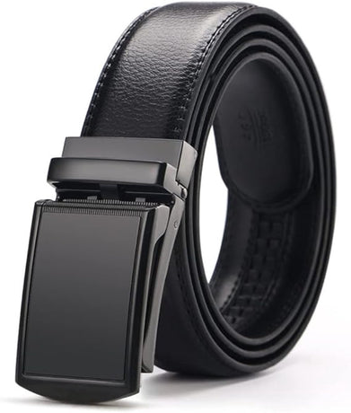 Men's Belt - 1 Piece - Belt (130cm) - Metal Belt - Leather Belt - Slide Buckle for Jeans and Trousers - Men - Adjustable - Men's Belt - Robust Metal Buckle Belt - No Holes - Suitable as a Gift - Brown
