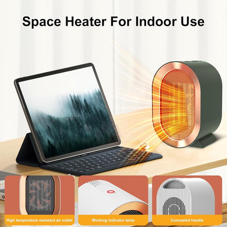 Electric Heater - Indoor Electric Heating - Fan Heater - 800W/1200W - Heater - Socket - Ceramic Heater - Portable Indoor Heaters - With Adjustable, Overheating Protection, Shut-off Upon Discharge - White