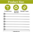 20 pieces - Cocktail picks - Stainless steel cocktail picks - 11 cm - Fruit sticks - Stainless steel fork - Cocktail sticks - reusable cocktail picks for drinks - metal cocktail picks - for snacks, decoration for fruit drinks - silver