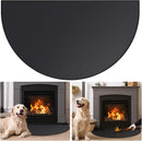 Fireplace Mat - 61 x 106 cm - Semi-circular spark protection plate - Fiberglass - 2-layer fire retardant - Fireproof Fireplace Mat & Fireplace Carpet - fire retardant mats - Semi-Round Fireplace Stove Carpet Protects Floors and Patios from Sparks - Black
