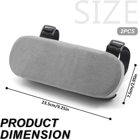 2 pieces - Armrest Cushion - Elbow Cushion - Armpads - comfortable armrest covers - removable armrest cushions - polyester armrest cushions - for office chairs, car seats and gaming chairs - 23.5*7.5*3cm - grey
