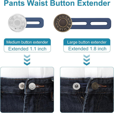 pieces jeans button extenders - Buttonhole Extender - Trouser Widening Button - Waistband Extenders - Unisex - Instant Waist Extender Buttons - Trouser Extender - Jeans Trouser Extender - No Sewing Required Jeans Waist Extenders