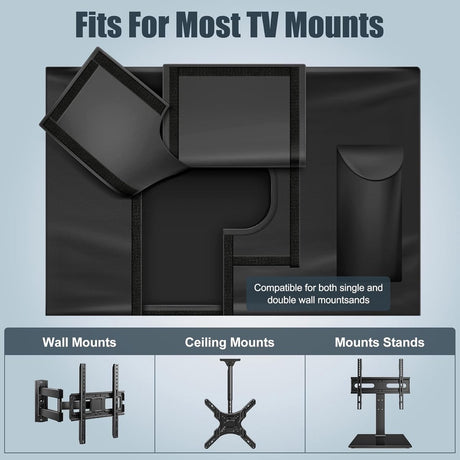 Outdoor TV case 50-52 inch - TV screen protector - waterproof and weatherproof outdoor flat screen case - 210D fabric - 51.2 x 5.9 x 32.6 inches - black