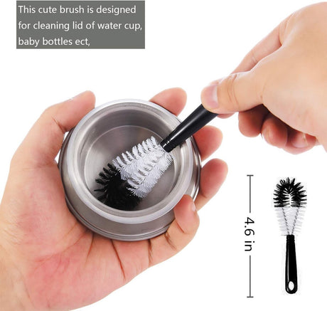 8-Pack Bottle Cleaning Brush Set - Cleaning Brush - Bottle Brush - Black bottle cleaner with long handle - for washing narrow wine/beer bottles/thermos flask/bottle cup/sports tank/kettle - lid brush - straw brush - Bottle cleaner