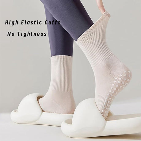 4 pairs - Yoga Socks - Pilates Socks - Non-slip Yoga Socks - Yoga Socks for women - sports socks - non-slip mid-tube socks - cotton pilates socks - breathable cotton socks - non-slip socks - for ballet, yoga, dance, pilates and fitness