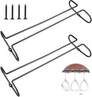 2 pieces - Wine glass holder - Glass hooks for shelf - Iron glass holder for glasses - Wall display holder - Hanging glass holders - Metal hanging glass holder - Display rack - hooks - for bars, wine cabinets, cupboards, restaurants - 26*11.5 cm - black