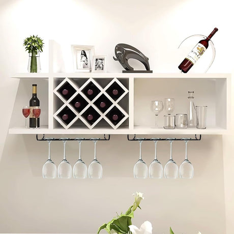 2 pieces - Wine glass holder - Glass hooks for shelf - Iron glass holder for glasses - Wall display holder - Hanging glass holders - Metal hanging glass holder - Display rack - hooks - for bars, wine cabinets, cupboards, restaurants - 26*11.5 cm - black