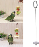 2 pieces - Bird Feeder - Small Animals Fruit and Vegetable Holder - Stainless Steel Vegetable Skewer - Food Finder - Hanging Food Feeding and Handling Tool - for Parrots, Cockatoos, Cockatiels - 20cm and 12cm - Silver