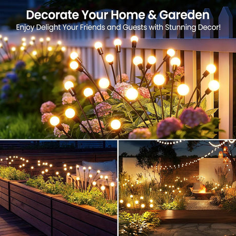 Solar Garden Lighting - Solar Lights Outdoor - 4 Pack 32 LED Oscillating Solar Garden Lights - Solar Garden Lamp - Fireflies - Firefly Light for Outdoor Decorations - Solar Garden Lighting - Solar Energy - Waterproof - Garden Torch - Garden Lantern