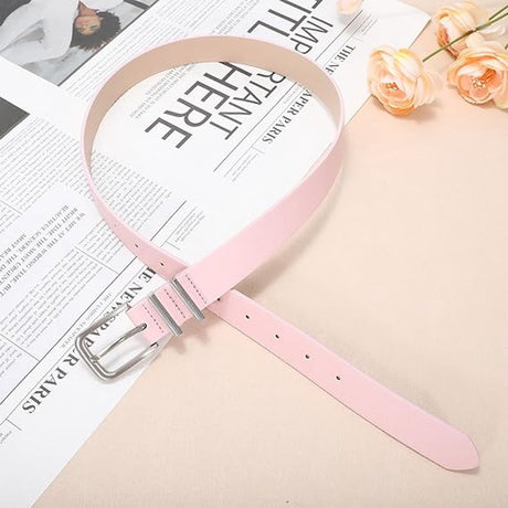 Belt - women's belt - Stylish retro - Trouser belt - Women - Adjustable Unisex Belt - 110cm - leather - women's belts for jeans dresses trousers women's leather waist belt with gold buckle - 110 CM - Pink