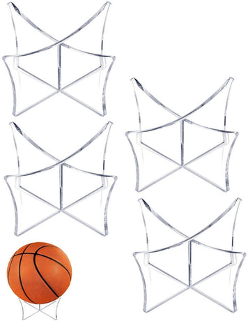4 pieces - Ball holder - Ball rack - Ball stand - Acrylic ball rack - Ball storage rack - Display rack - football stand - ball holder - acrylic sports ball stand - volleyball support - for basketball, volleyball, football, rugby ball - 12*6.5 cm - transpa