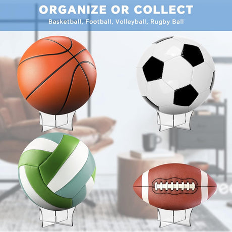 4 pieces - Ball holder - Ball rack - Ball stand - Acrylic ball rack - Ball storage rack - Display rack - football stand - ball holder - acrylic sports ball stand - volleyball support - for basketball, volleyball, football, rugby ball - 12*6.5 cm - transpa