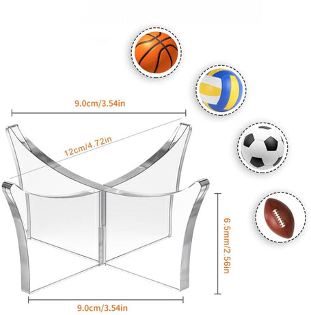 4 pieces - Ball holder - Ball rack - Ball stand - Acrylic ball rack - Ball storage rack - Display rack - football stand - ball holder - acrylic sports ball stand - volleyball support - for basketball, volleyball, football, rugby ball - 12*6.5 cm - transpa