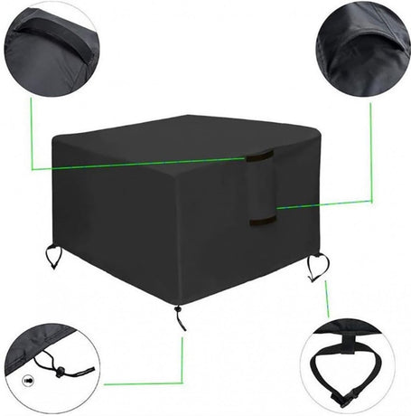 82*82*61 cm - Square Fire Pit Cover - Patio Fireplace Cover - Waterproof Square Outdoor Fire Pit Cover - Barbecue Stove Cover - Dust Cover - Square - Heavy 420D Oxford Fabric - Outdoor Fireplace Cover - Black