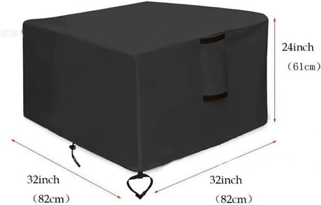 82*82*61 cm - Square Fire Pit Cover - Patio Fireplace Cover - Waterproof Square Outdoor Fire Pit Cover - Barbecue Stove Cover - Dust Cover - Square - Heavy 420D Oxford Fabric - Outdoor Fireplace Cover - Black