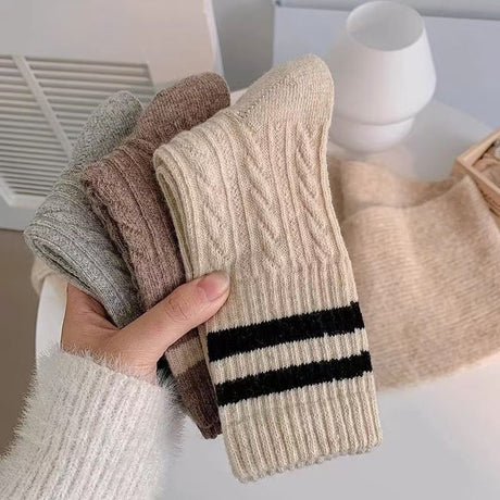 Pairs of Socks - Women's Socks - House Socks - Women's Socks Size 36/40 - Warm Socks - Knitted Socks - Warm Winter Socks - Autumn and Winter Socks - Comfortable Fashion Striped Athletic Socks - Stockings - Soft, Absorbent, Breathable