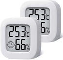 2 pieces - Mini digital indoor thermometer - Weather station - Thermometer - Highly accurate temperature monitor - Indoor thermometer - Hygrometer - Thermo-hygrometer - Comfort level indicator - White