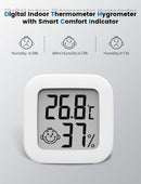 2 pieces - Mini digital indoor thermometer - Weather station - Thermometer - Highly accurate temperature monitor - Indoor thermometer - Hygrometer - Thermo-hygrometer - Comfort level indicator - White