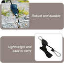 4 pieces - 2m - heavy duty rope hanger - hanger rope - adjustable - plant hanging rope - lamp hanging rope - tent canopy rope stopper buckle - tent guy lines - with pulley - outdoor accessories - for camping and hiking outdoors - black