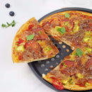 3 pieces - Pizza pans - round pizza plate - pizza baking sheet - baking sheet - round baking sheets with non-stick coating - perforated pizza baking set - pizza pans with holes - for home, kitchen and oven - 24cm, 28 cm, 32 cm - black