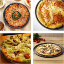 3 pieces - Pizza pans - round pizza plate - pizza baking sheet - baking sheet - round baking sheets with non-stick coating - perforated pizza baking set - pizza pans with holes - for home, kitchen and oven - 24cm, 28 cm, 32 cm - black