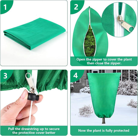 Plant cover - 1 piece - 140*200cm - Frost-resistant plant cover - Winter cover - Potted plant bag - Frost cloth - Plant frost cover - Winter protection bag for plants - Winter plant covers - with zipper and drawstring - for outdoor plants, potted fruit tr