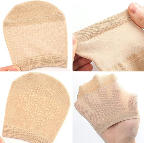 pairs - Half socks - Women's no-show anti-slip half socks - Cotton invisible lining toe protectors - toe protector socks - invisible socks - seamless five-toe socks - sock - for clogs - black, white, khaki, grey