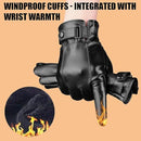 Gloves - Cycling Gloves - Winter Cycling Gloves - Touchscreen Gloves - Men's Leather Gloves - Winter Gloves - Winter and Outdoor Sports - Warm and Stylish Gloves - Cycling - Touchscreen - Black