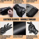 Gloves - Cycling Gloves - Winter Cycling Gloves - Touchscreen Gloves - Men's Leather Gloves - Winter Gloves - Winter and Outdoor Sports - Warm and Stylish Gloves - Cycling - Touchscreen - Black