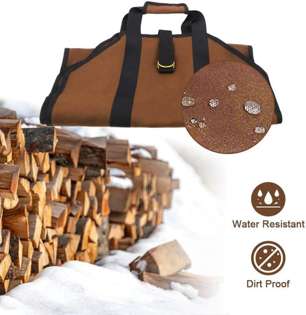Firewood bag - Firewood sack - Firewood bag - Firewood carrying bag - Firewood carrying bag - Outdoor camping wood bag - large waterproof carrying bag - with non-slip handles - storage bag - firewood storage - for wood stoves and camping - 46*98 cm - brow