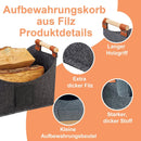 wood basket - firewood basket - storage basket - Foldable felt firewood basket with wooden handles - Fireplace Wood Basket - firewood basket - storage basket for wood, toys and books - Firewood basket - Dark grey