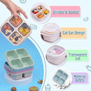 4-Piece Snack Boxes - Lunch Box - Bento Box - Divided Bento Boxes - Lunch Box - Salad Lunch Box - 4 Compartment Reusable Lunch Boxes - Sauce Container - For Children and Adults, Food Containers - For School, Work, Travel