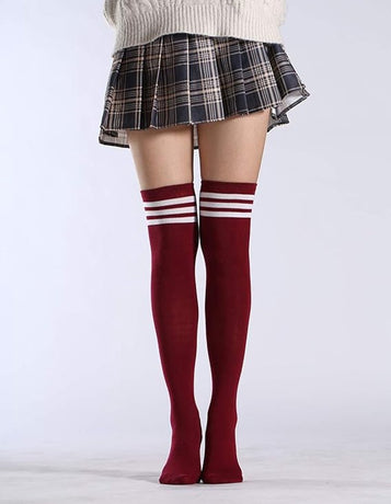 women's knee socks - 3 Pairs - Knee socks - knee socks for women - overknee socks - Sexy socks - girls' knee socks - striped socks - Black/Red/Blue