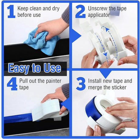Tape Dispenser - Portable masking tape dispenser - adhesive tape dispenser - Seam sticker tool - for wall and floor painting - for paintwork, windows and door frames - 15*10.4 cm - white