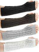 4 pairs of knitted arm warmer gloves - winter sleeves - winter long fingerless mittens - gloves - thumbhole gloves for men and women