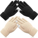 Winter Gloves - 2 Pairs Touchscreen Winter Gloves - Thermal Winter Gloves - Women's Winter Gloves - Mittens - Touch Tip Gloves for Cold Weather - Warm - Women's - One Size - Black and Beige