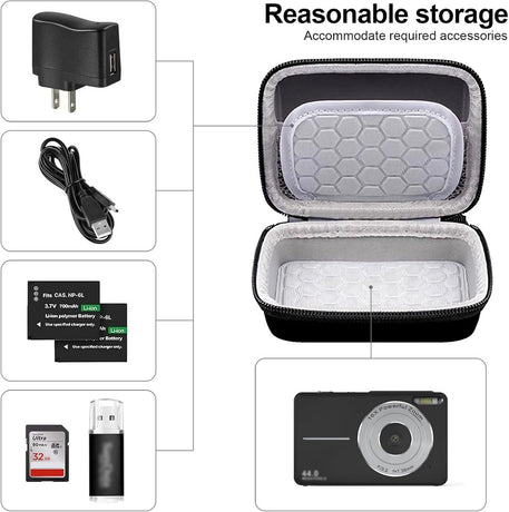 Camera Bags - Camera Bag - Storage Pouch - Storage Box - Carrying and Protective Case for Digital Cameras - Digital Camera Carrying Case - Camera Storage Holder - For Batteries, Cable, Memory Card, Card Reader and Accessories - Black - 12*9*5.5 cm